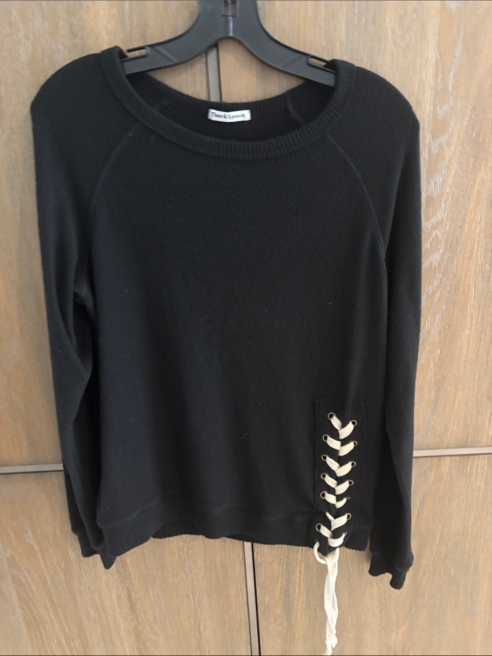 Black Lace-Up Side Sweater -